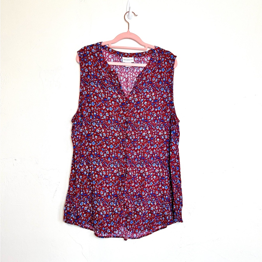 ⭐️ Liz Claiborne Women’s Red Floral Tank Top